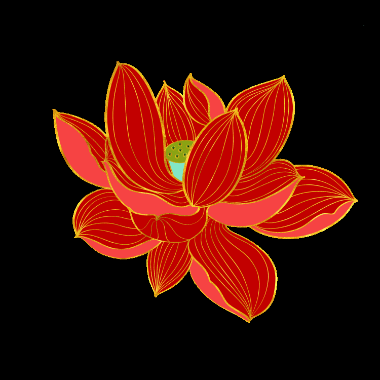 金色莲花装饰元素免抠素材4