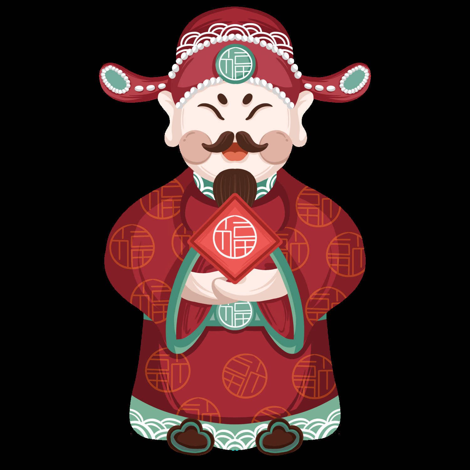 卡通财神插画表情免抠素材54