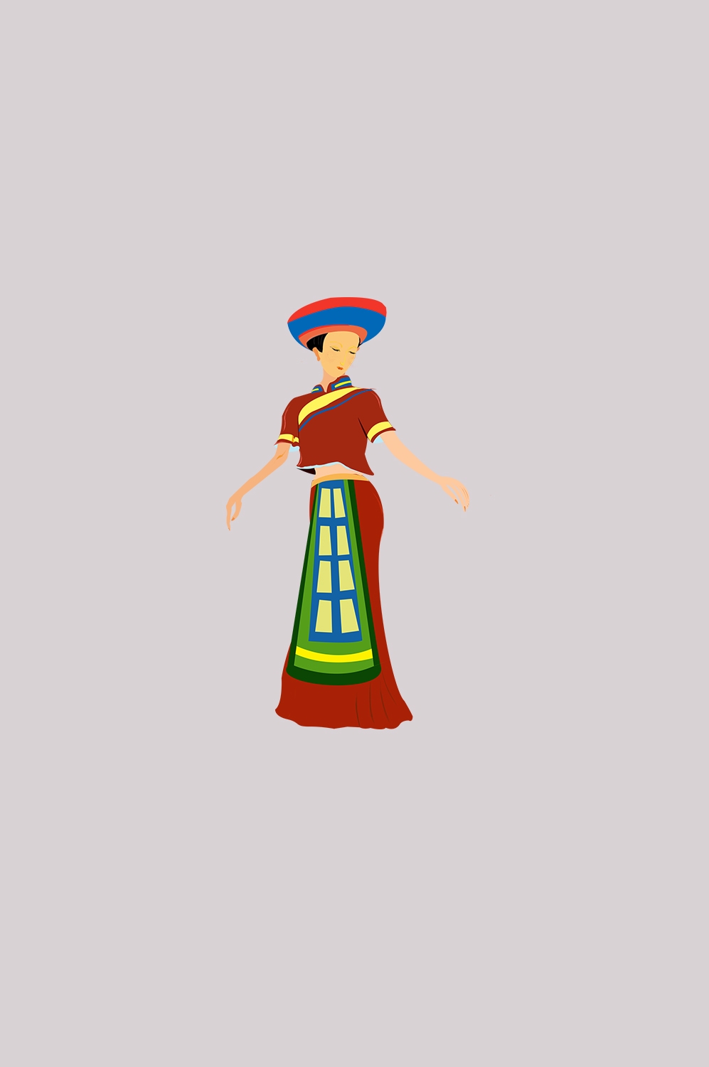 56个少数民族卡通人物服饰免抠元素插画110