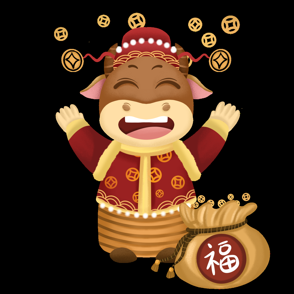 卡通财神插画表情免抠素材53