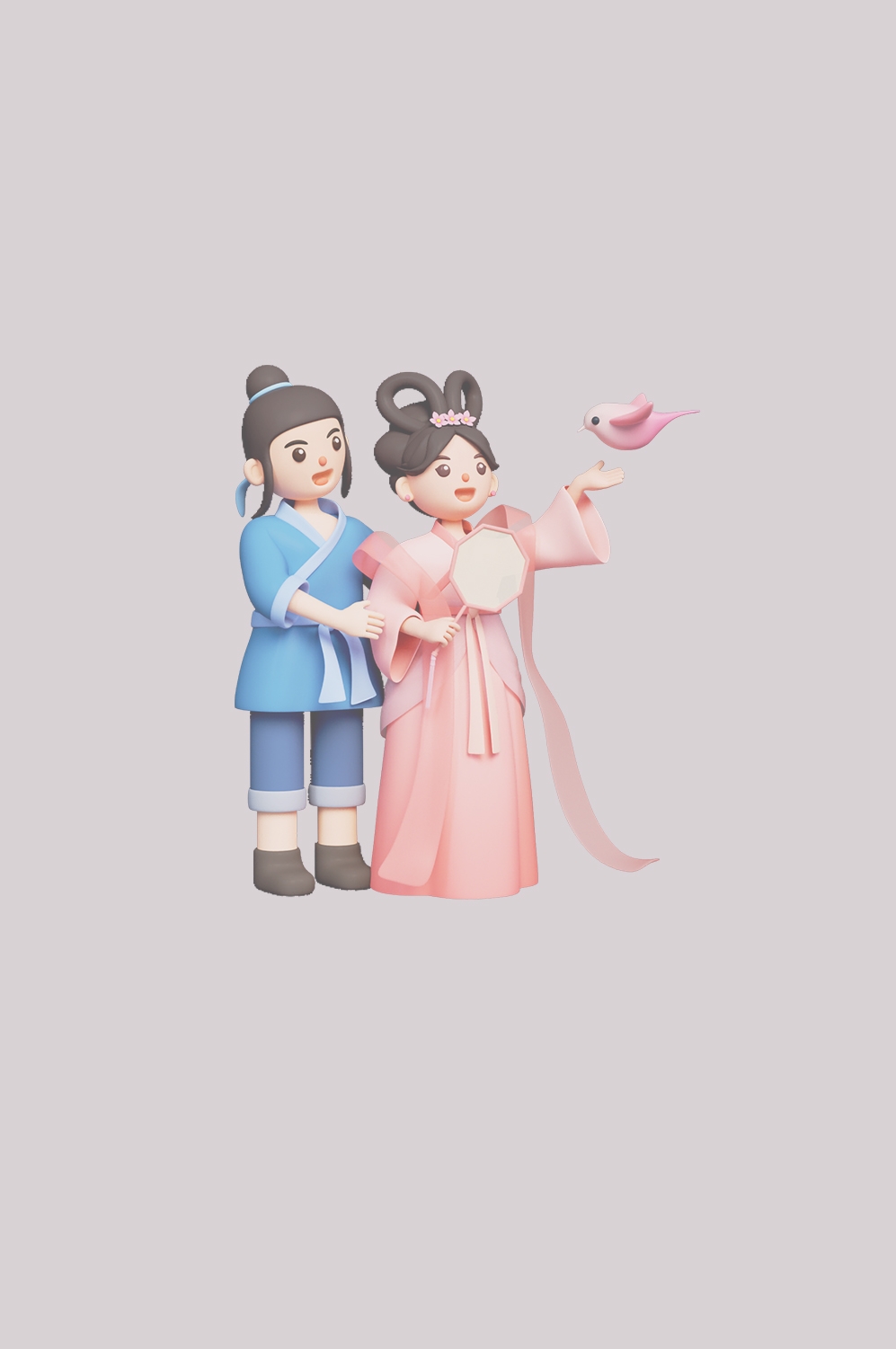 牛郎织女卡通图案七夕情人节装饰素材免抠透明背景56