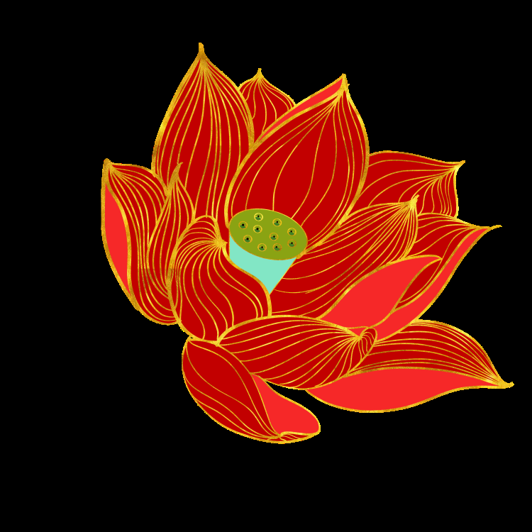 金色莲花装饰元素免抠素材2
