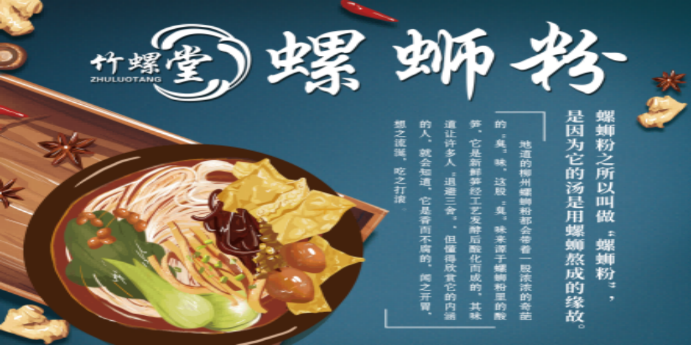 国潮复古饭店螺蛳粉壁画海报背景墙绘素材模板4