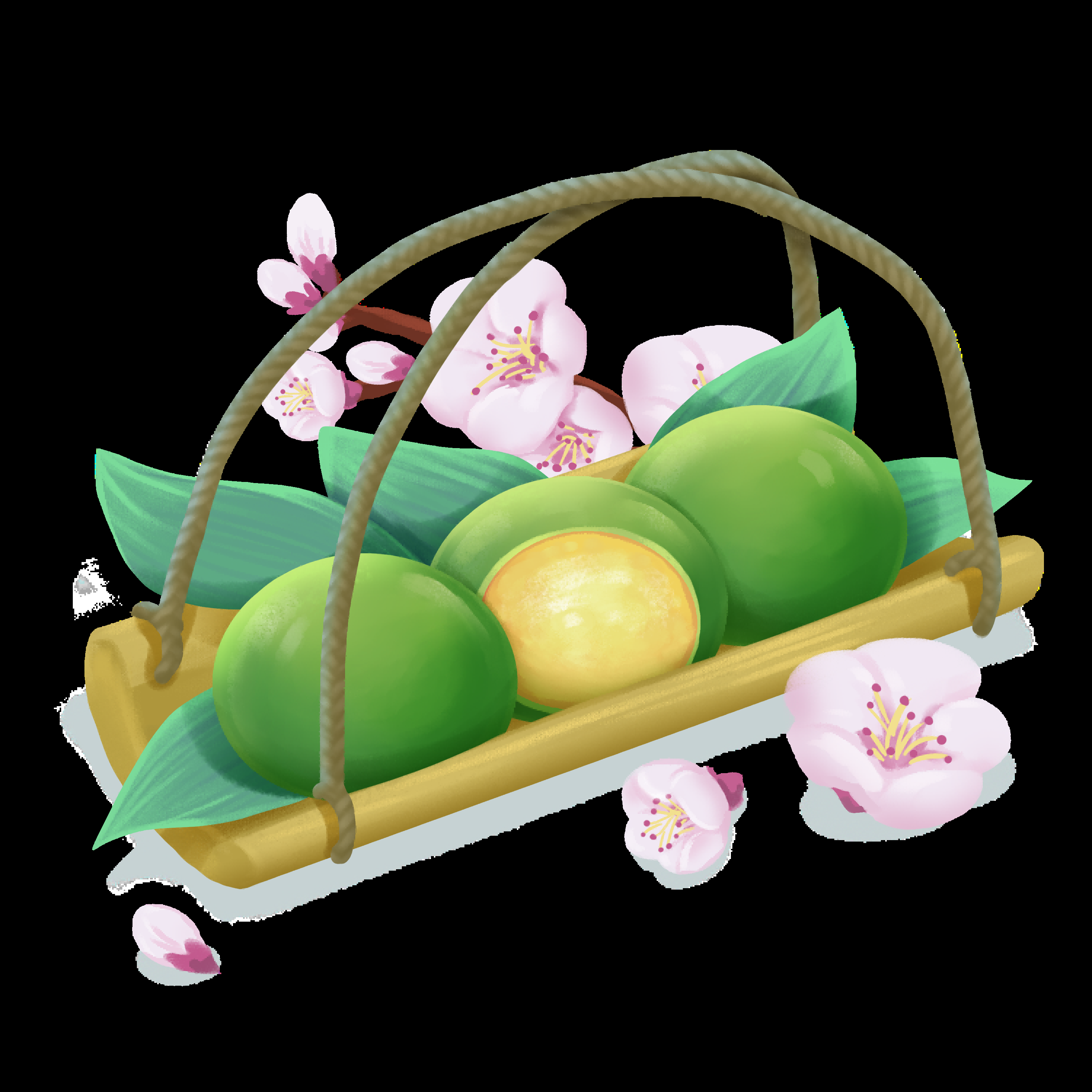 清明节海报设计插图卡通青团素材图片元素免抠76