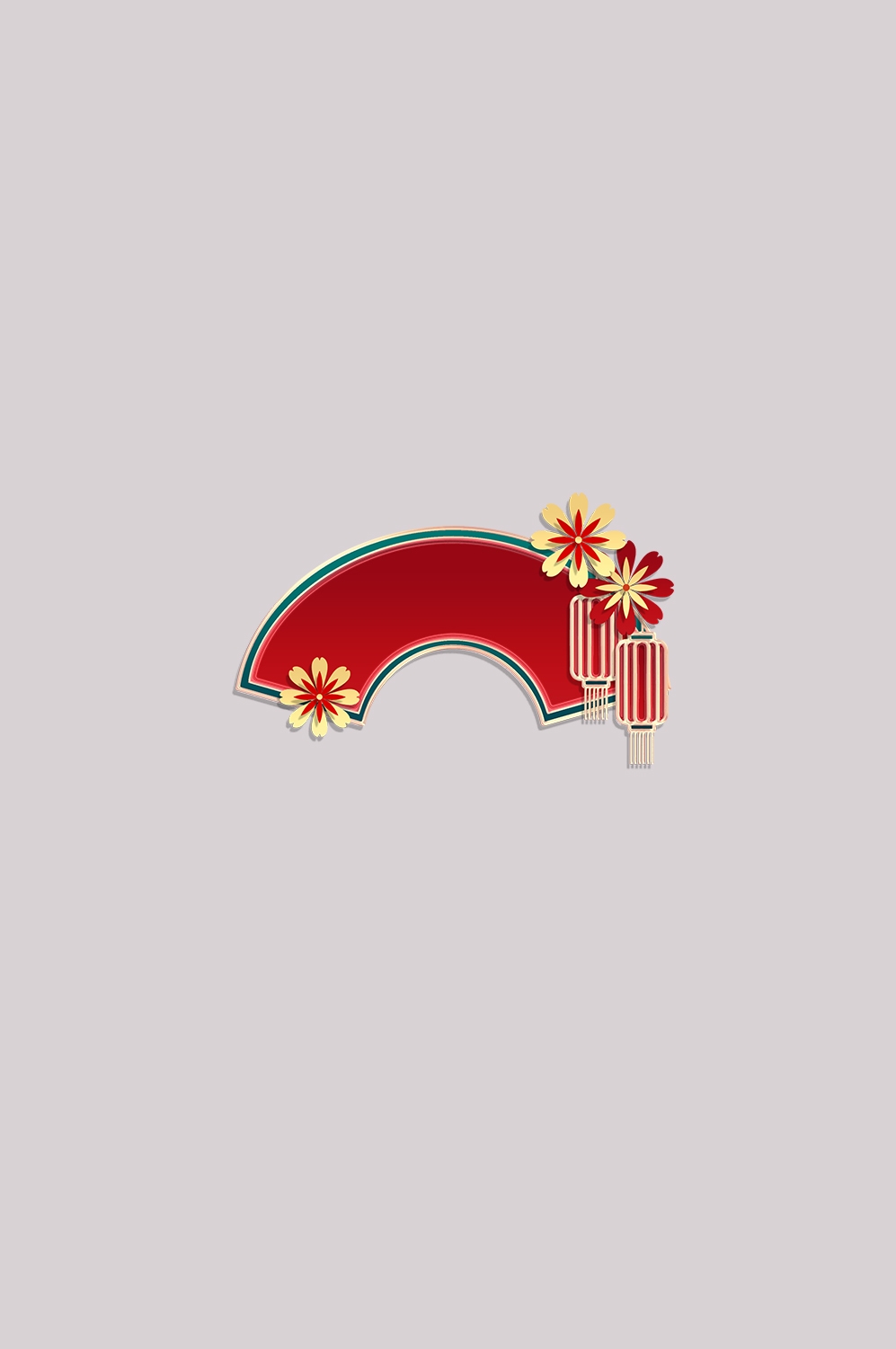 扇形边框中国风扇子装饰元素免抠素材42