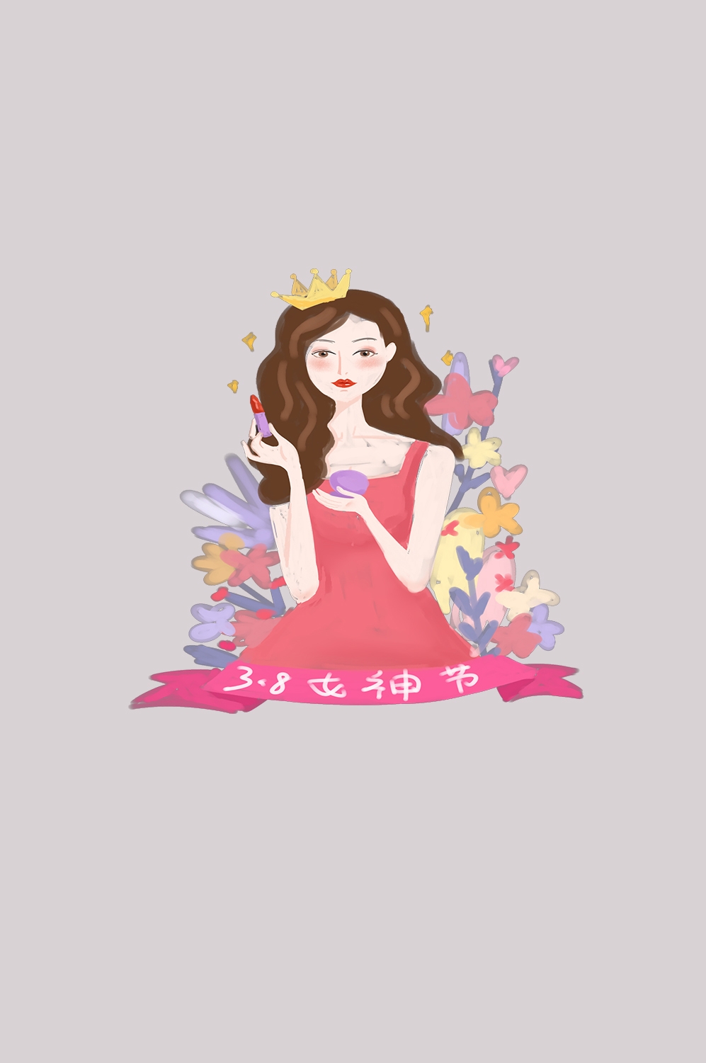 三八女王节女神节妇女节卡通人物主题插图透明背景免抠95