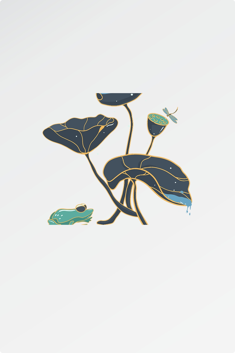 荷花荷叶素材图片插画装饰元素插图免抠9