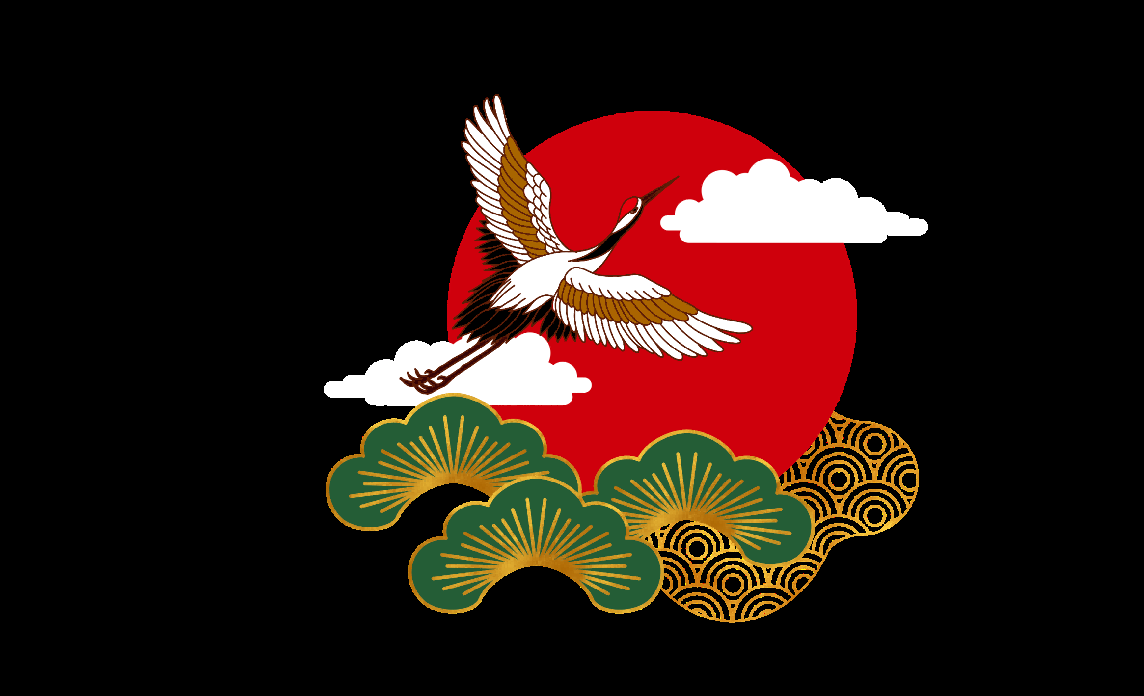 中国风国潮仙鹤海报插画装饰元素免抠素材34