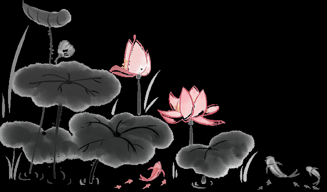 荷叶荷花素材插画装饰元素透明背景免抠素材39