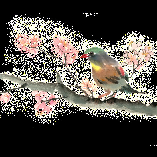 水彩手绘小鸟树枝花枝上的小鸟插画素材免抠48
