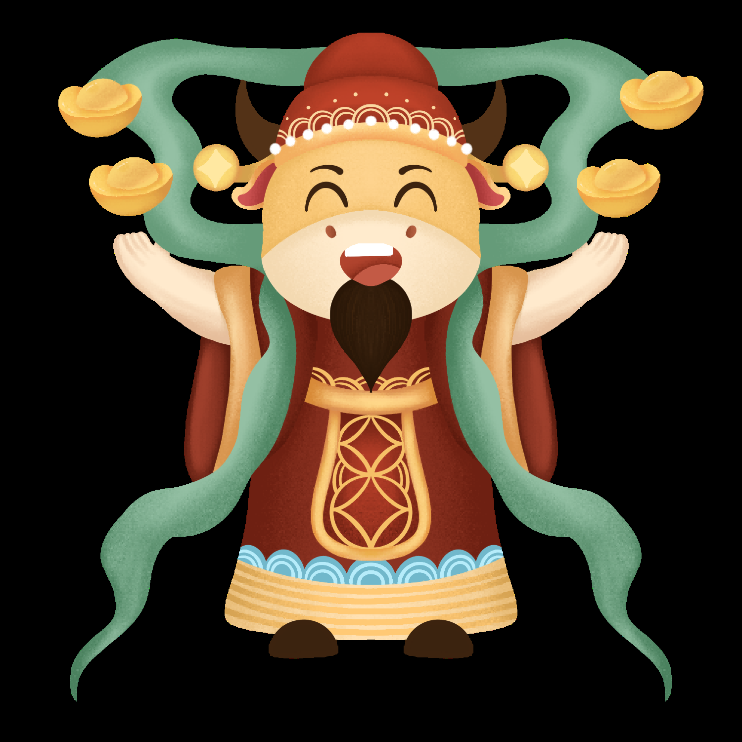 卡通财神插画表情免抠素材43
