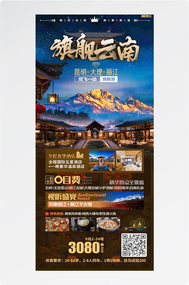 云南昆明大理洱海丽江西双版纳滇西腾冲泸沽湖旅游海报88
