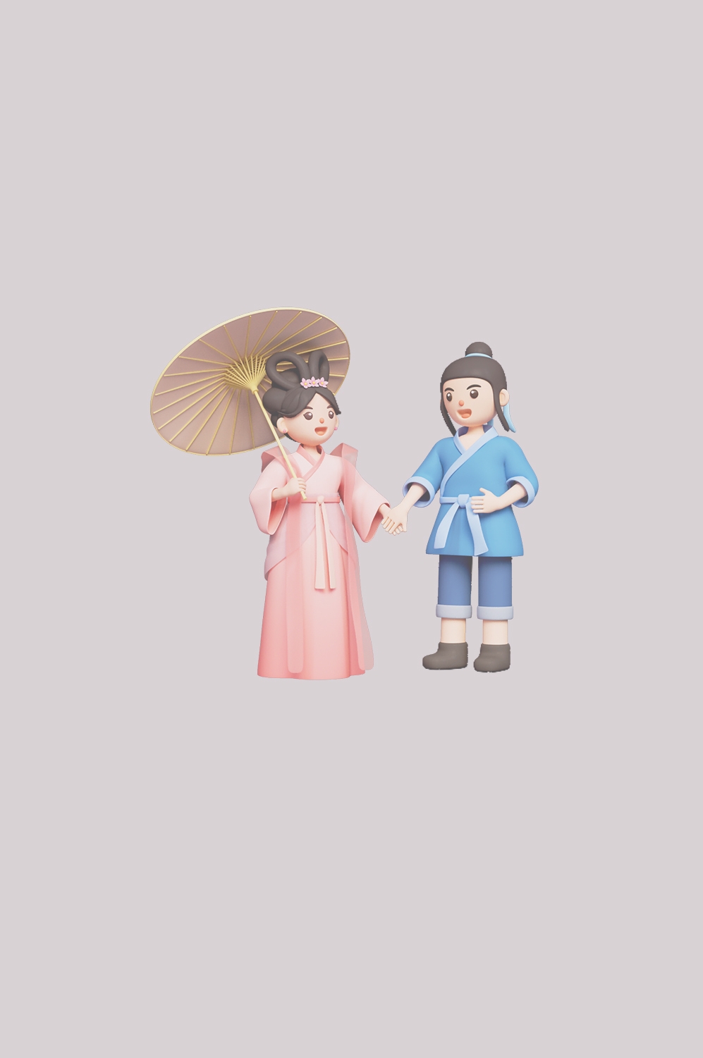 牛郎织女卡通图案七夕情人节装饰素材免抠透明背景57