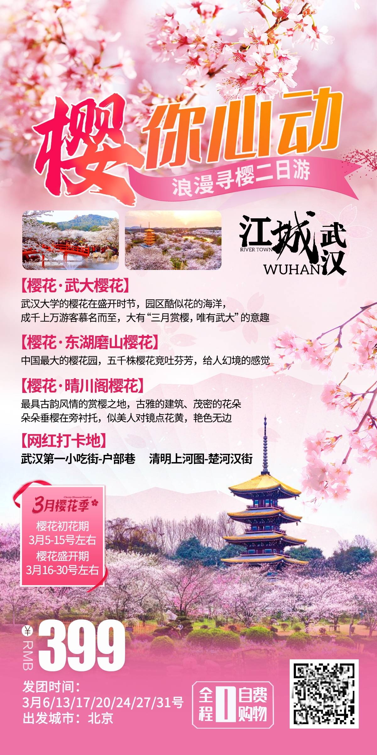 湖北武汉恩施长江三峡黄鹤楼樱花神农架旅游海报素材57