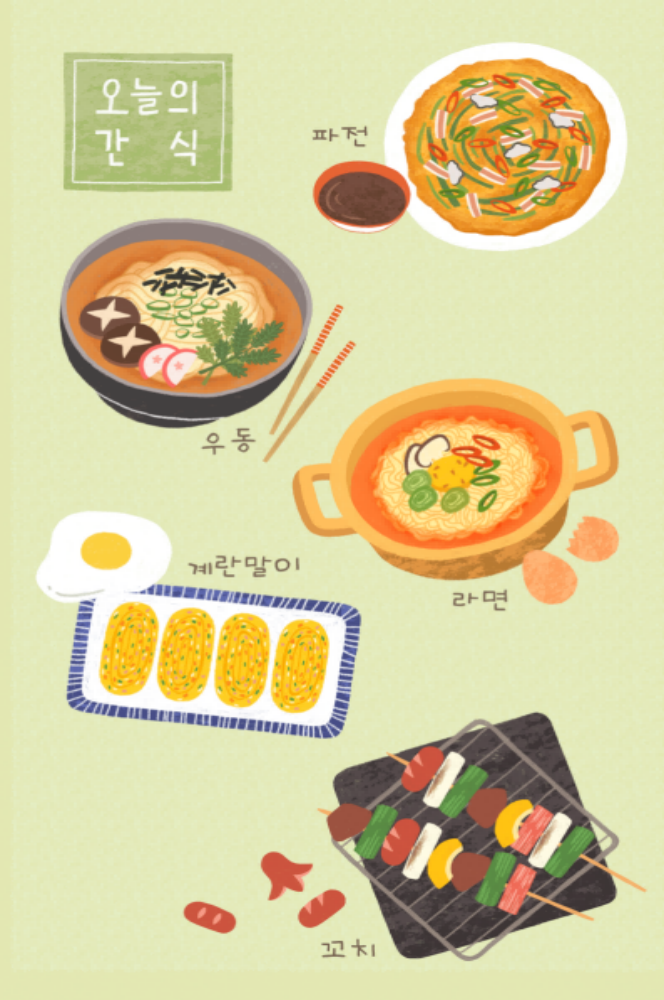 手绘地方特色美食小吃餐厅蛋糕甜品插画海报背景15