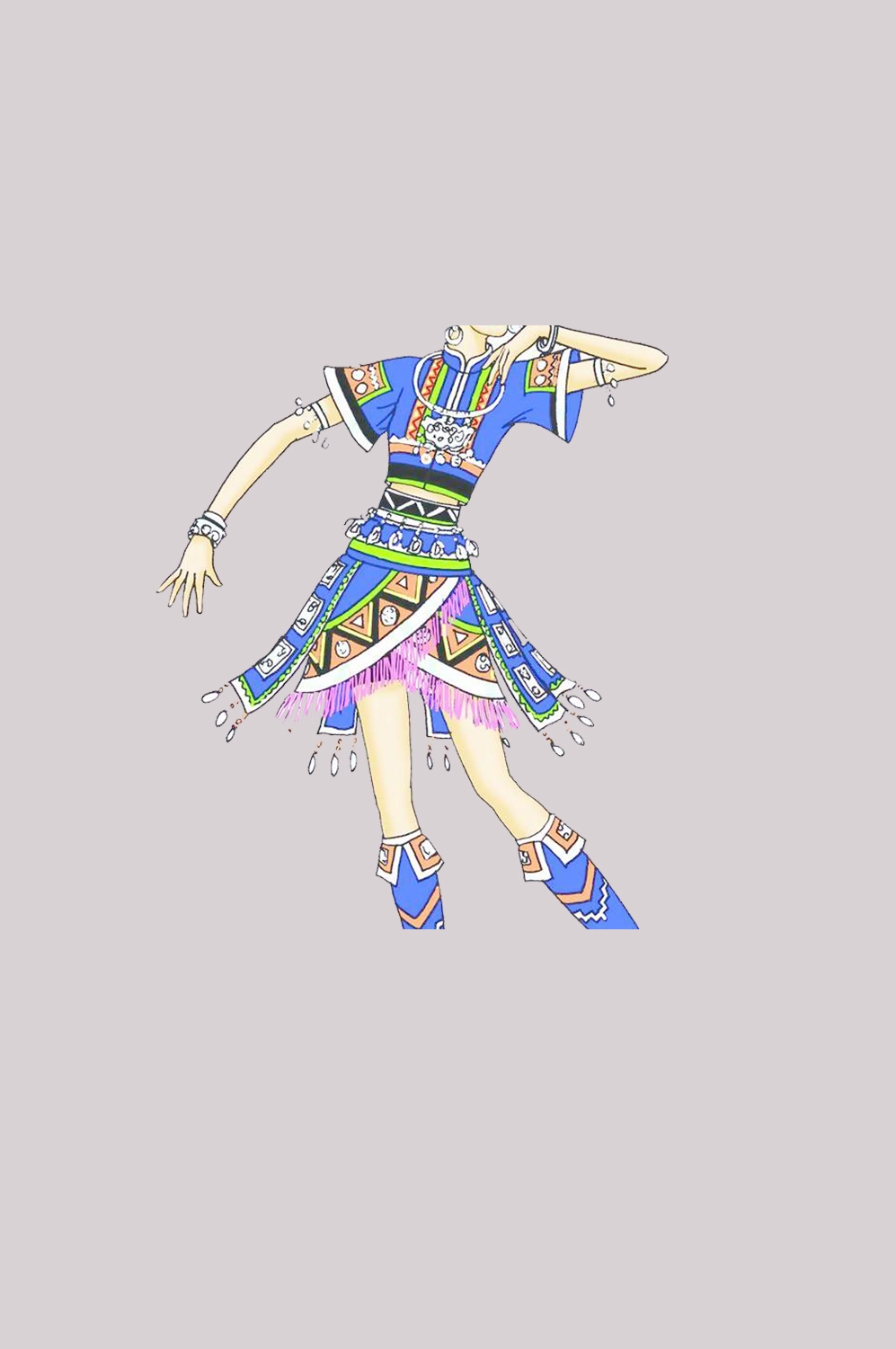 56个少数民族卡通人物服饰免抠元素插画62