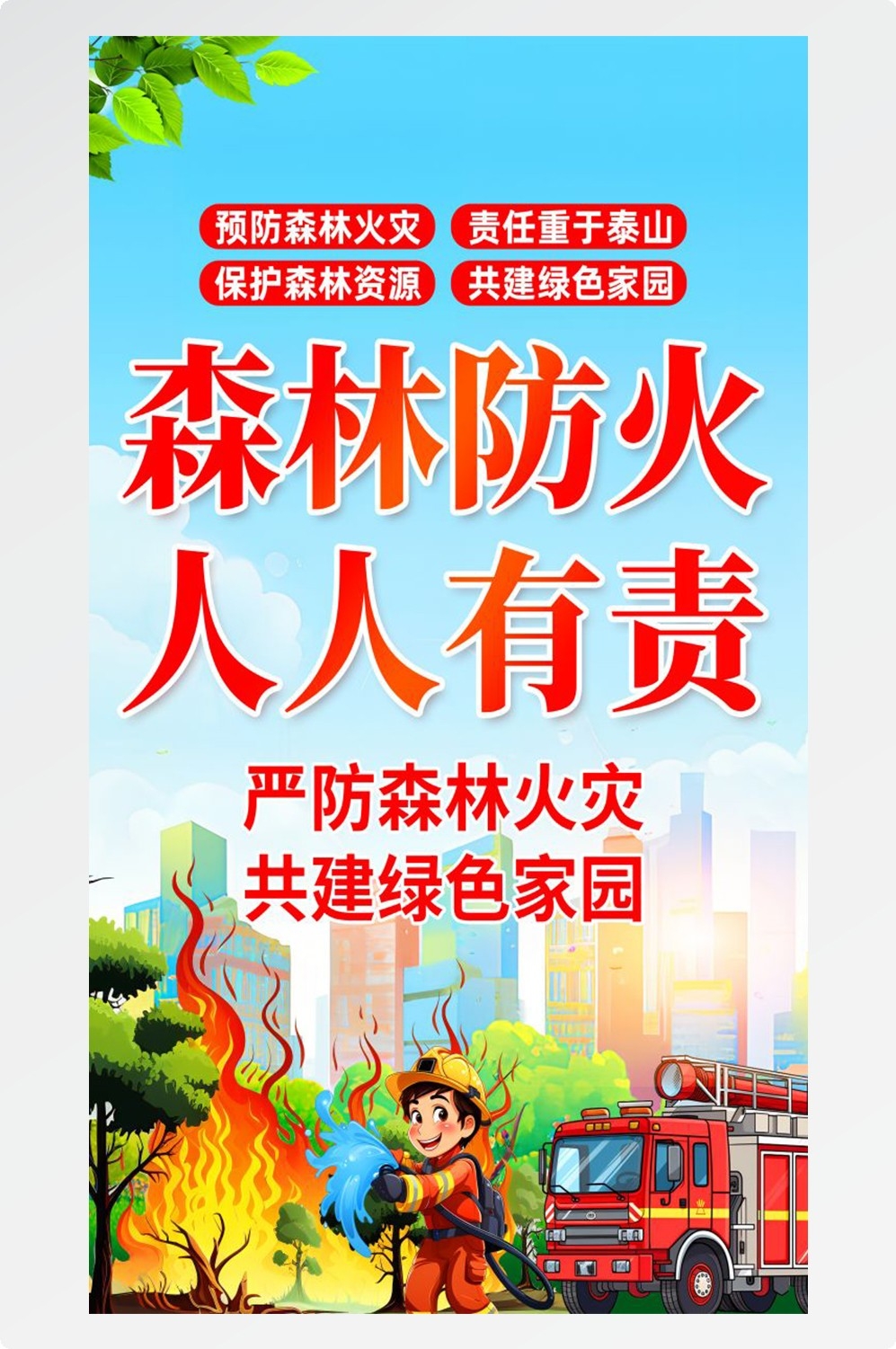 森林防火竖版预防森林火灾消防安全海报素材116