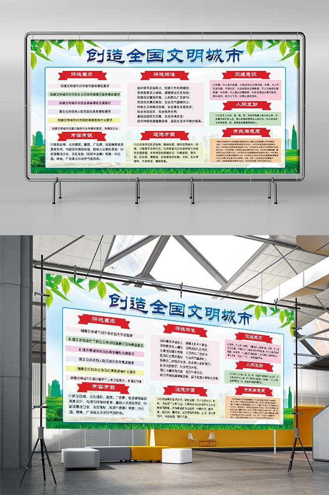 社区街道创建文明城市共建美好家园展板海报55