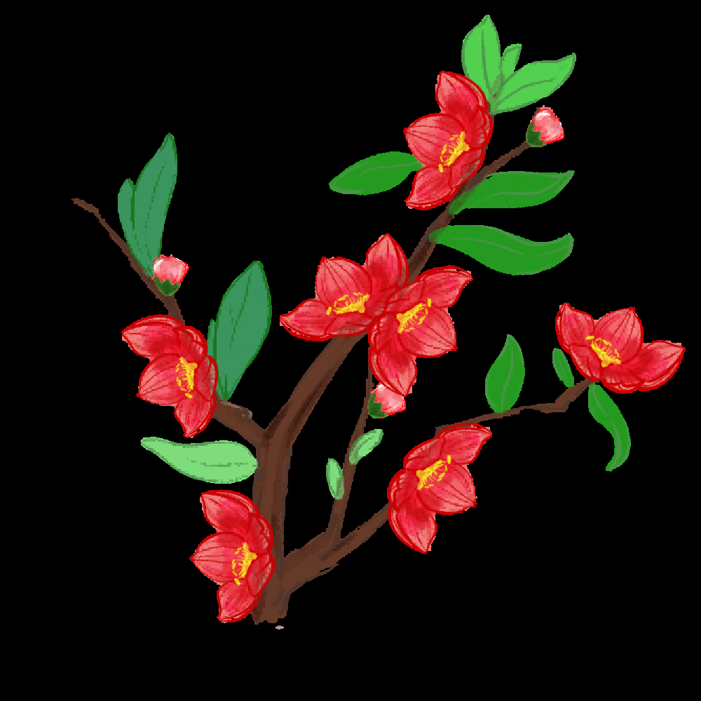 海棠花免抠元素装饰图案插画48