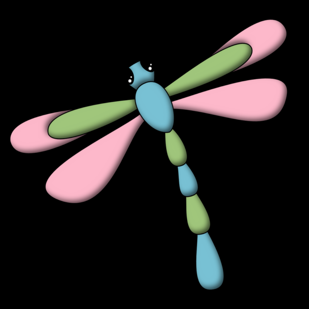 卡通手绘蜻蜓昆虫水墨画插画七彩蜻蜓图案免抠44