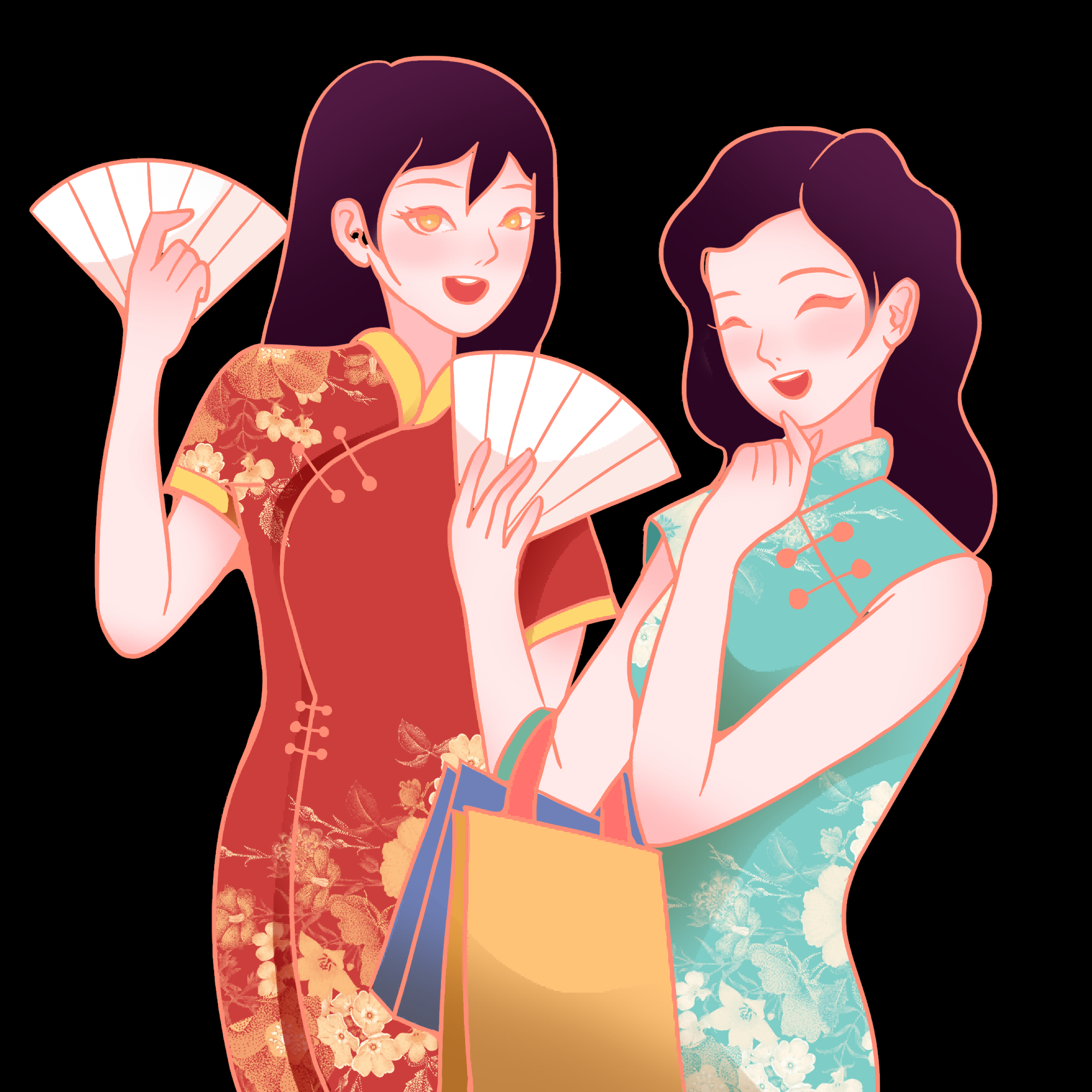 三八女王节女神节妇女节卡通人物主题插图透明背景免抠43