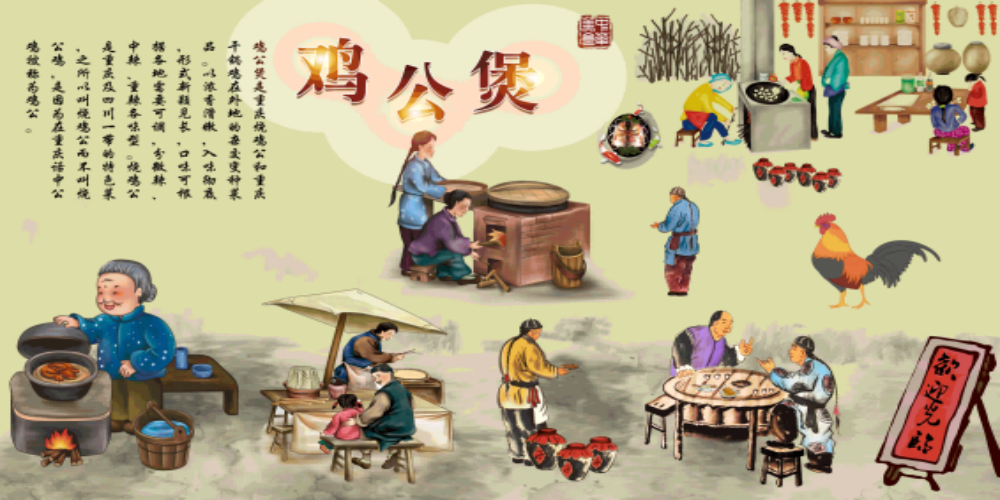重庆鸡公煲壁画背景墙素材2