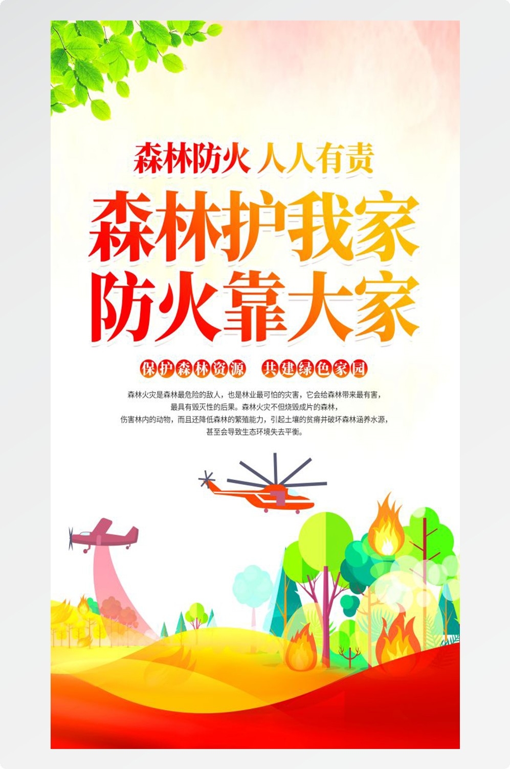 森林防火竖版预防森林火灾消防安全海报素材106