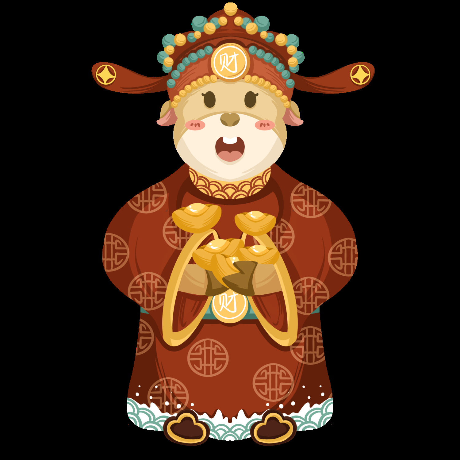 卡通财神插画表情免抠素材59
