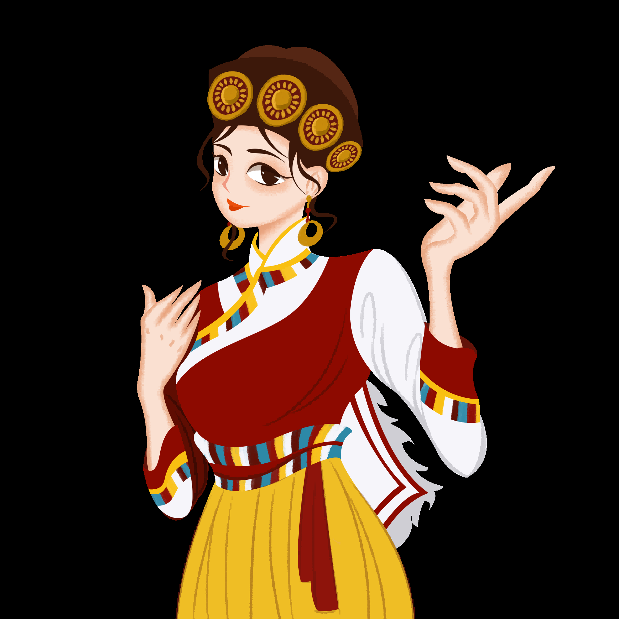 56个少数民族卡通人物服饰免抠元素插画24