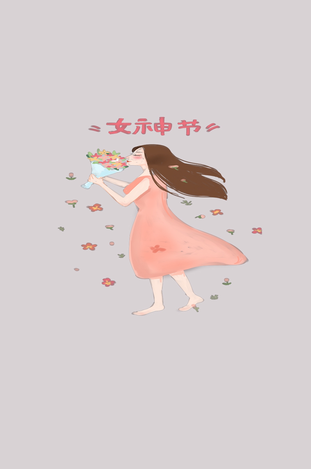 三八女王节女神节妇女节卡通人物主题插图透明背景免抠3