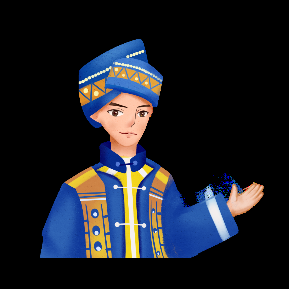 56个少数民族卡通人物服饰免抠元素插画122