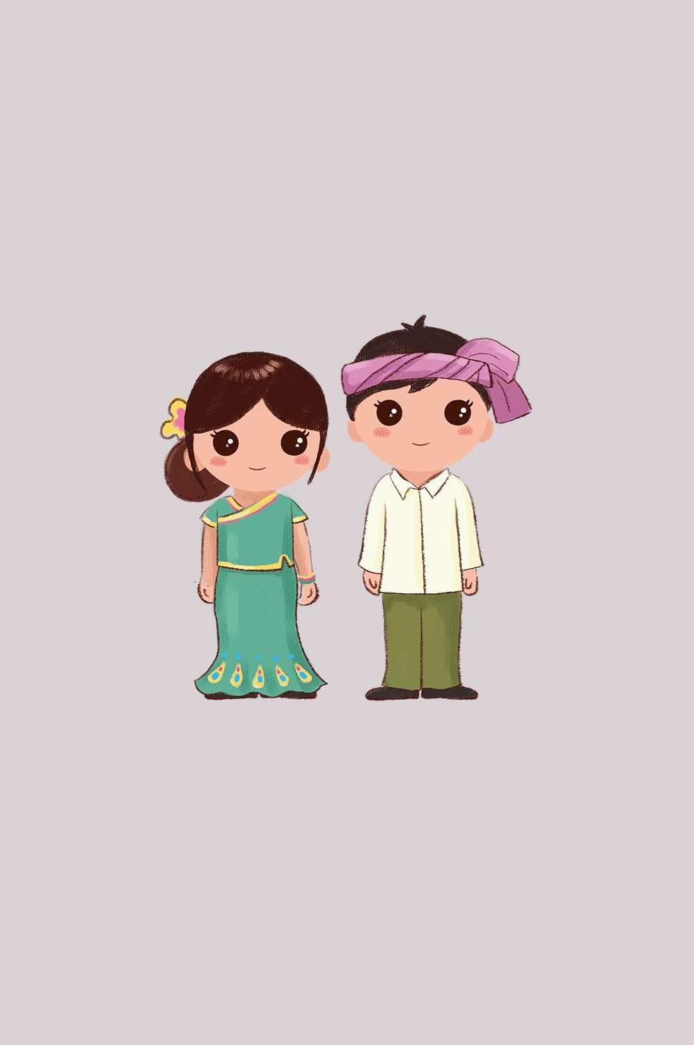 56个少数民族卡通人物服饰免抠元素插画135