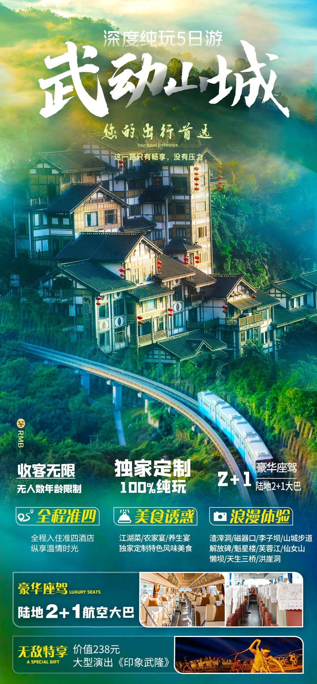 重庆旅游洪崖洞朝天门武隆长江山城魔都火锅出行旅游海报长图素材80