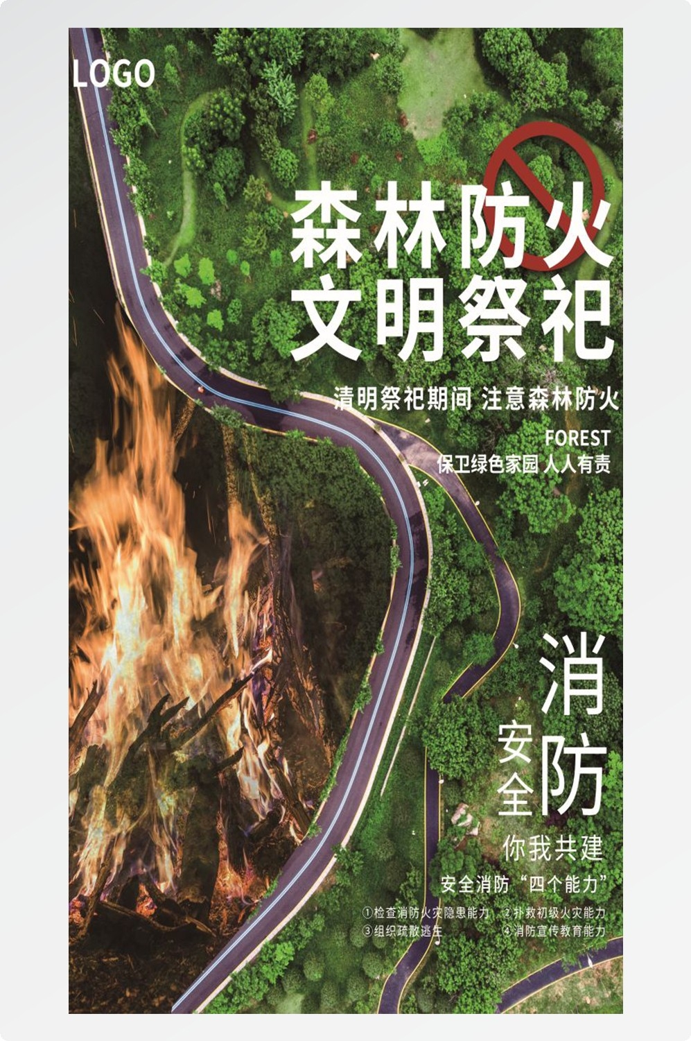 森林防火竖版预防森林火灾消防安全海报素材83