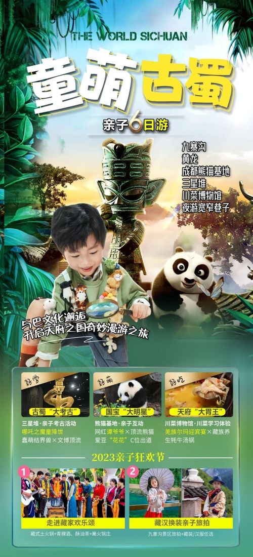 四川成都九寨沟武隆峨眉山都江堰三星堆大熊猫旅游海报88