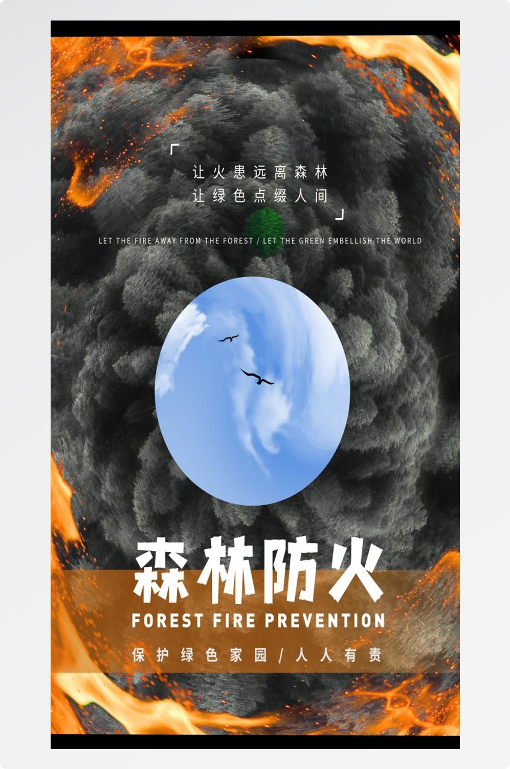 森林防火竖版预防森林火灾消防安全海报素材75
