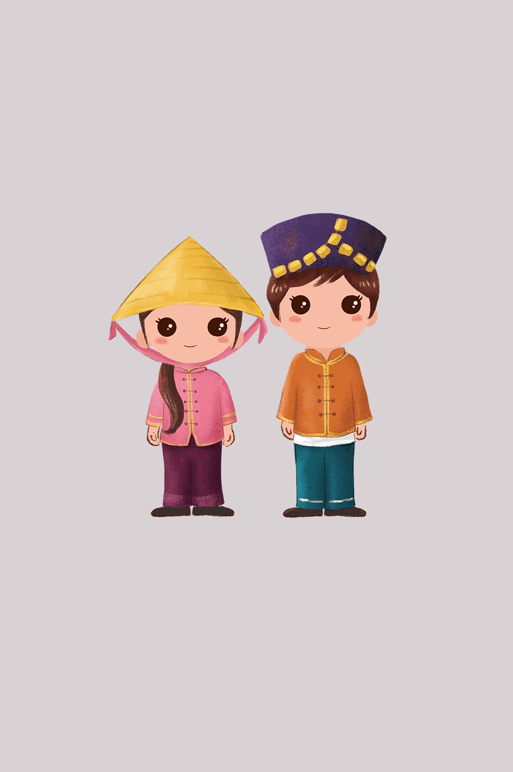 56个少数民族卡通人物服饰免抠元素插画44