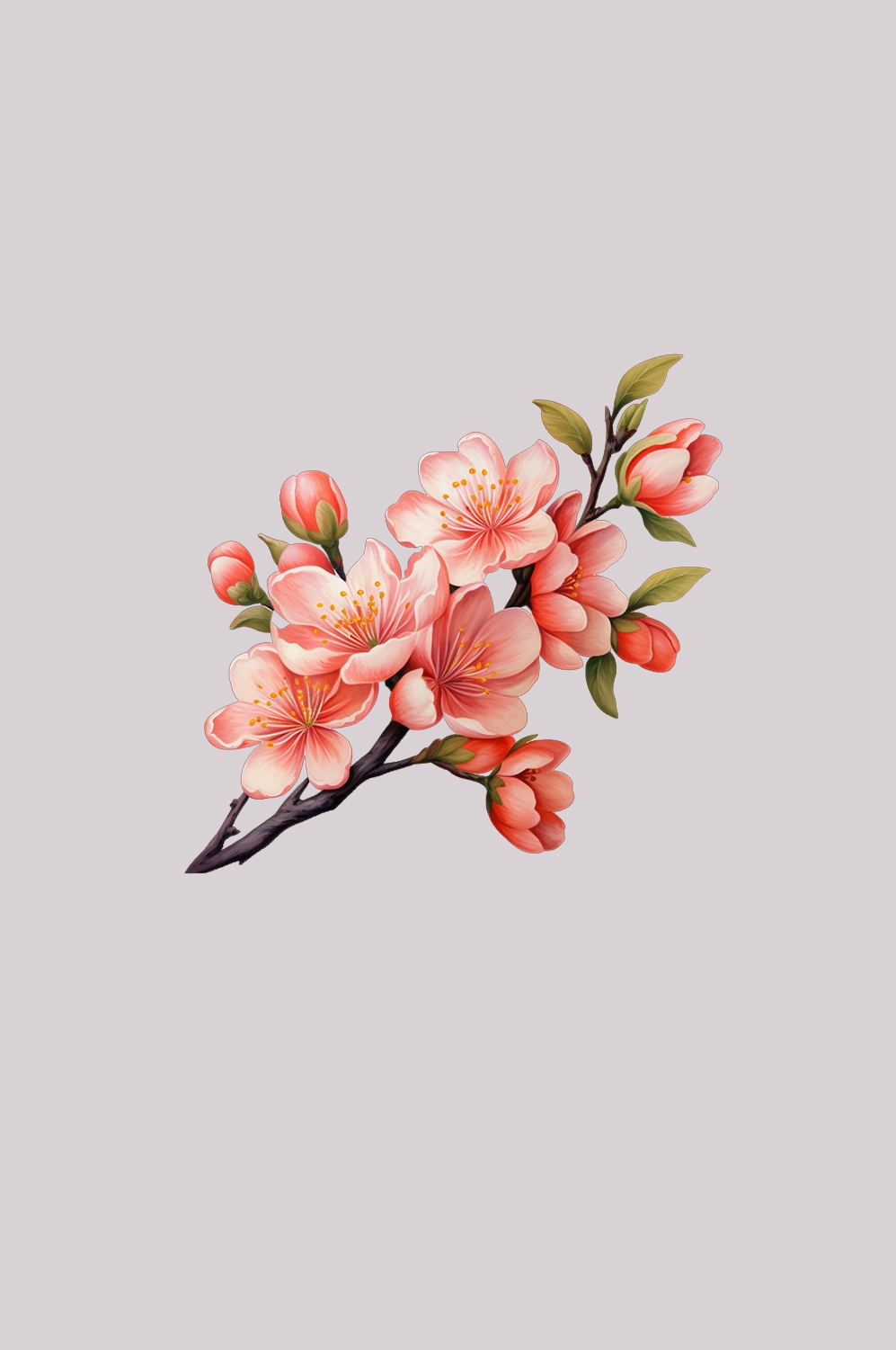 桃花素材图中国风海报设计桃树花枝透明背景77