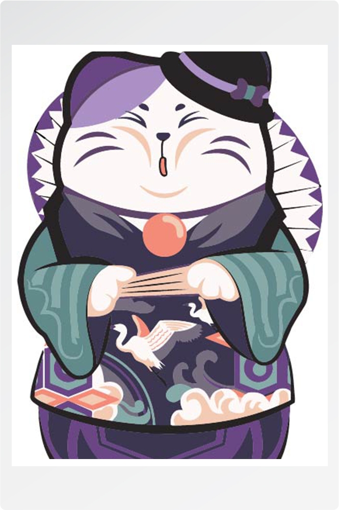 卡通可爱手绘招财猫手机壳插画印花背景形象设计png矢量图片素材6