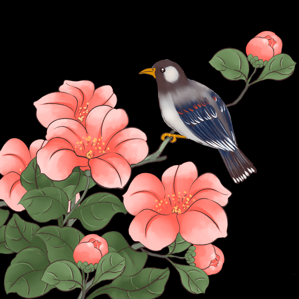 水彩手绘小鸟树枝花枝上的小鸟插画素材免抠49