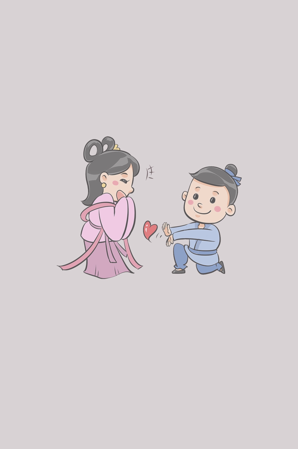 牛郎织女卡通图案七夕情人节装饰素材免抠透明背景22