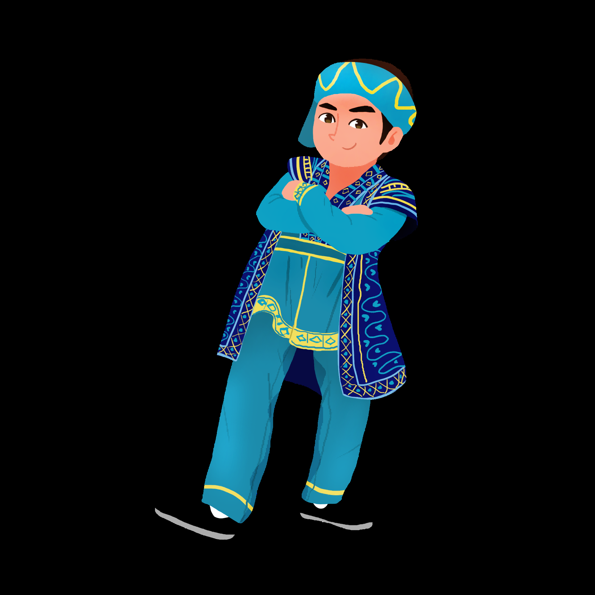 56个少数民族卡通人物服饰免抠元素插画115