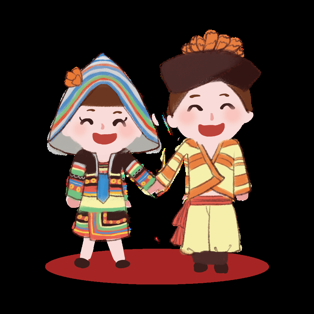 56个少数民族卡通人物服饰免抠元素插画108