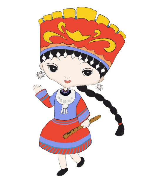 56个少数民族卡通人物服饰免抠元素插画66