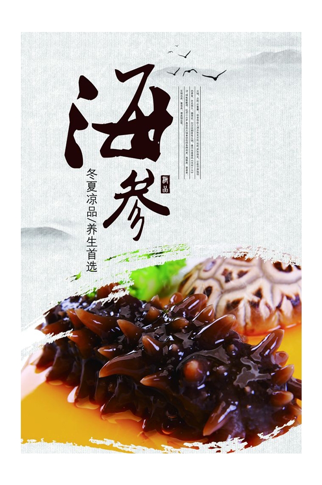 餐饮美食PSD海报背景模板高档食材海参促销宣传单 (11)