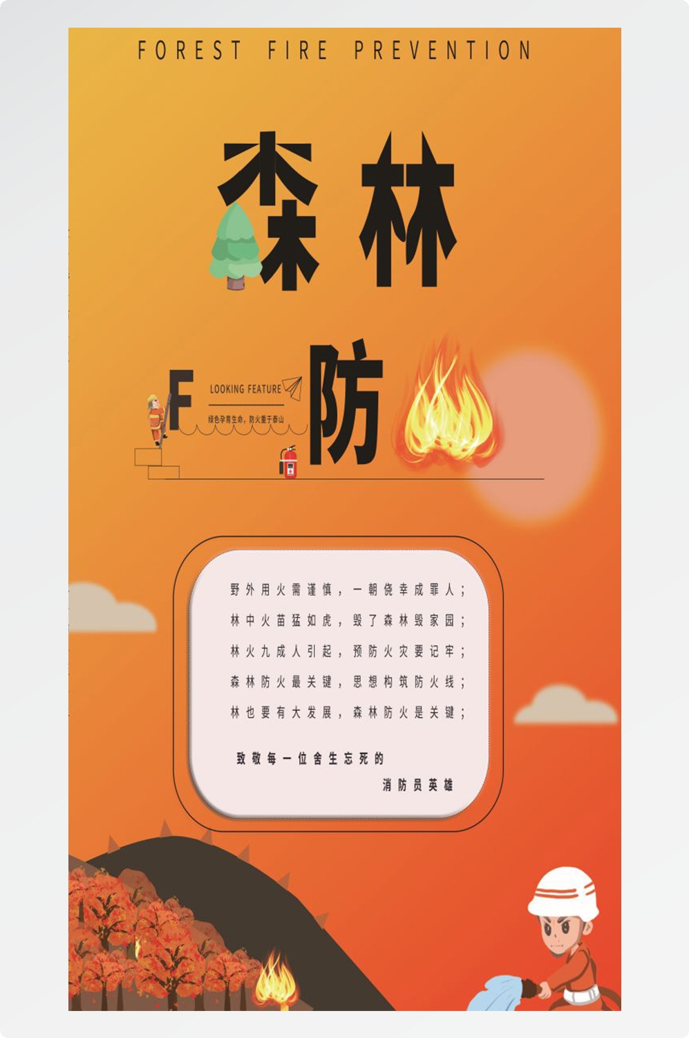 森林防火竖版预防森林火灾消防安全海报素材94