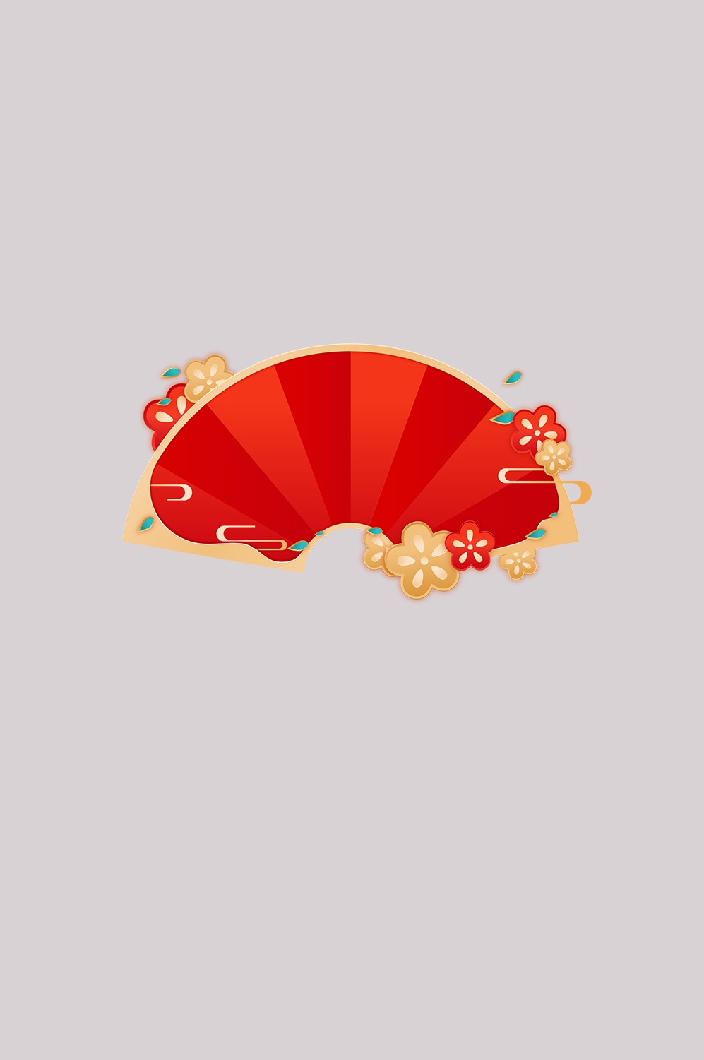 扇形边框中国风扇子装饰元素免抠素材8