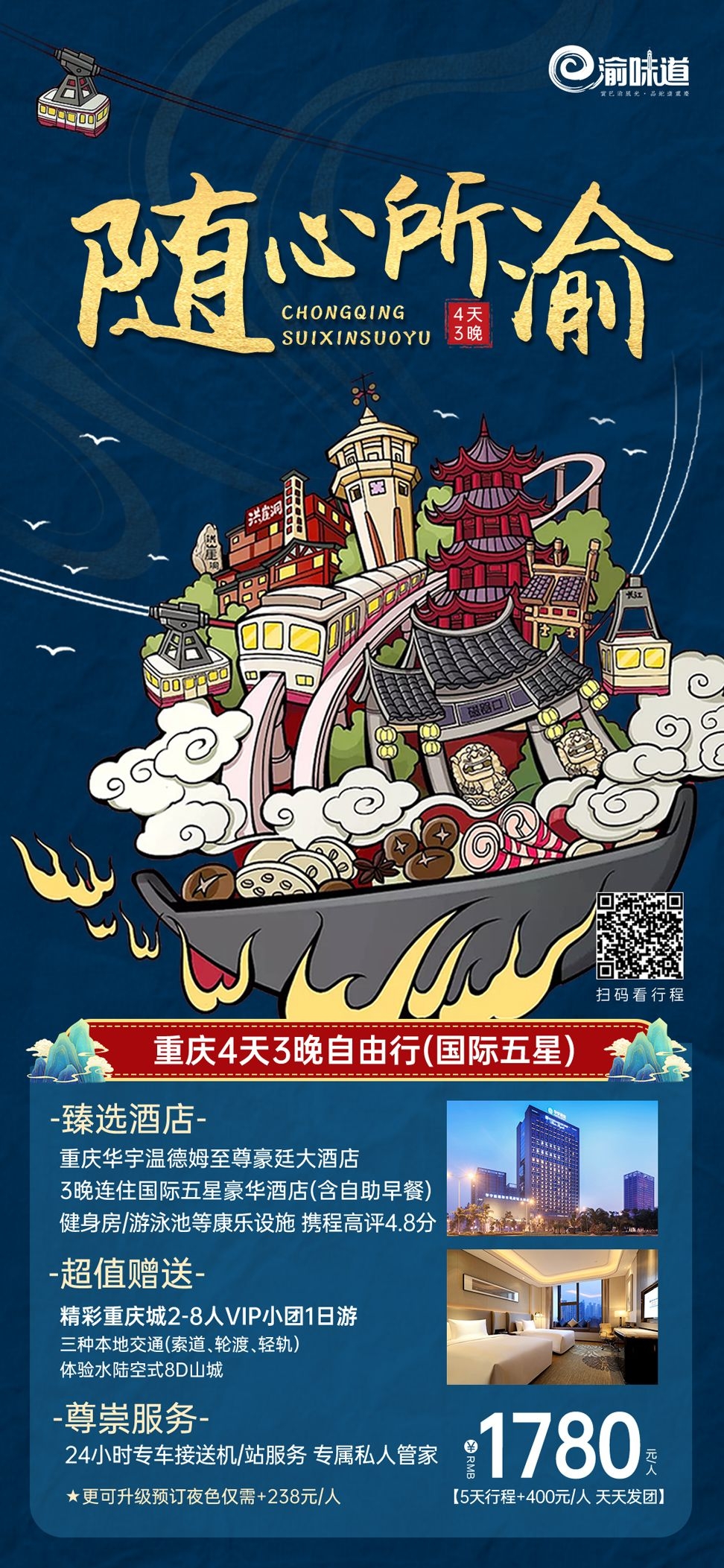 重庆旅游洪崖洞朝天门武隆长江山城魔都火锅出行旅游海报长图素材59