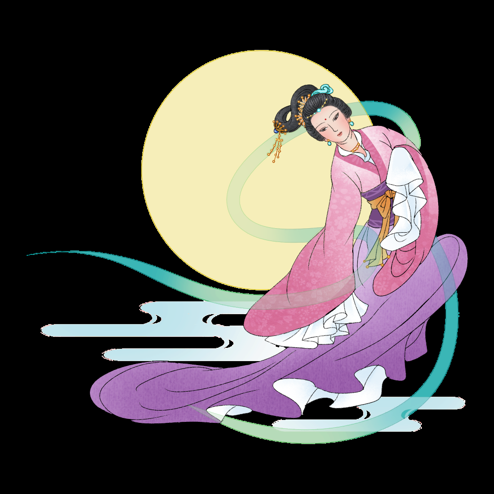 卡通嫦娥仙女中秋节免抠素材装饰元素11
