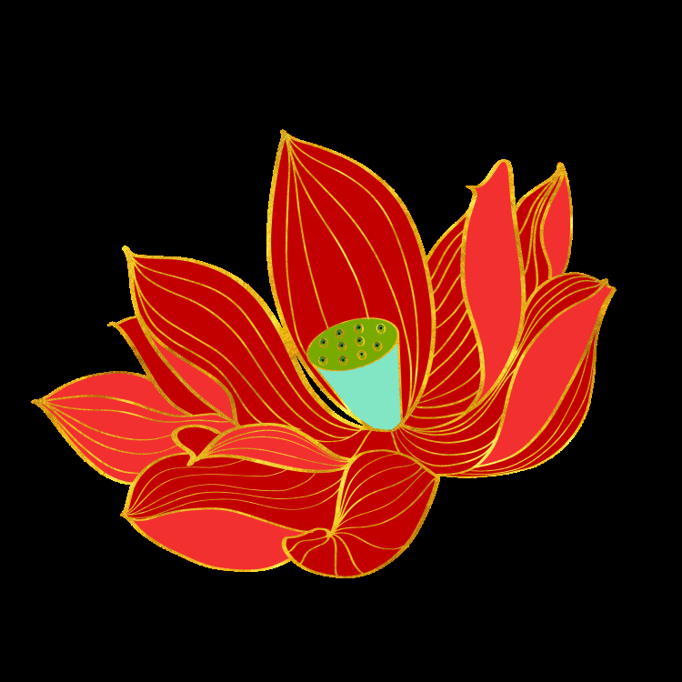 金色莲花装饰元素免抠素材33